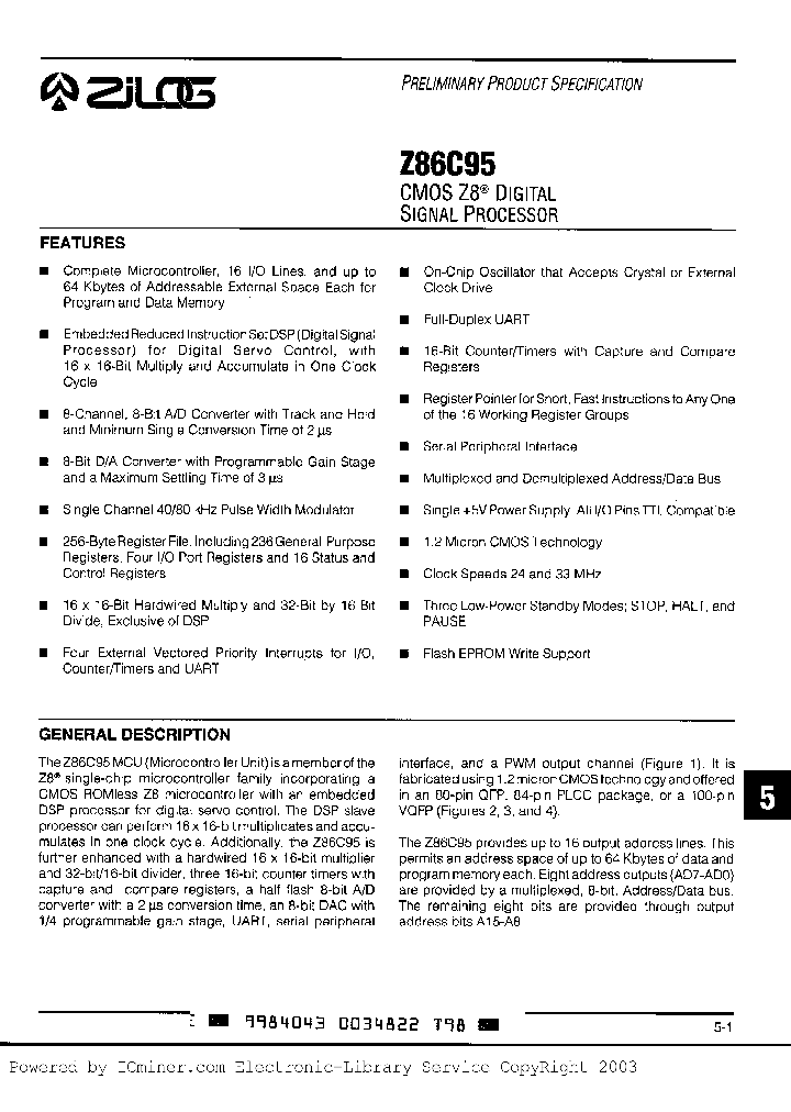 Z86C95-24FSC_4212294.PDF Datasheet