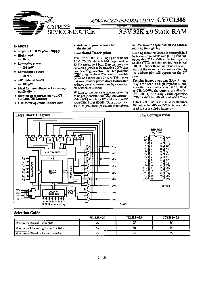 CY7C1388-25VC_4210437.PDF Datasheet