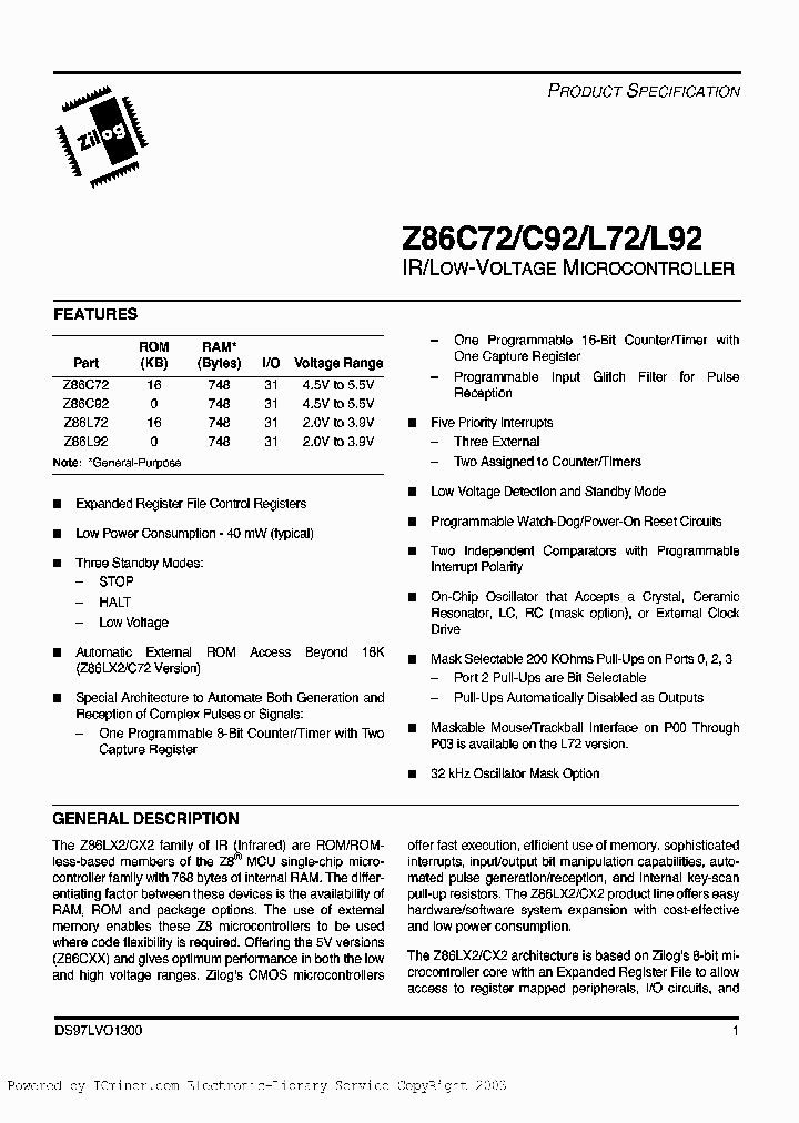 Z86C72-16FSC_4212291.PDF Datasheet