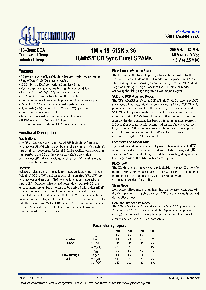 GS816236BGB-250V_4205504.PDF Datasheet
