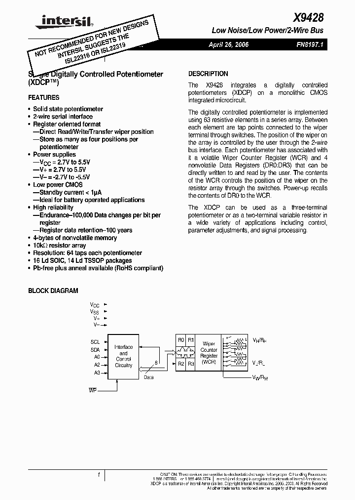 X9428WS16IZ-27T1_4219410.PDF Datasheet