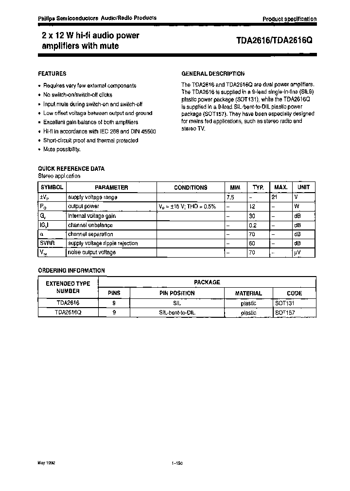 TDA2616QU_4231442.PDF Datasheet
