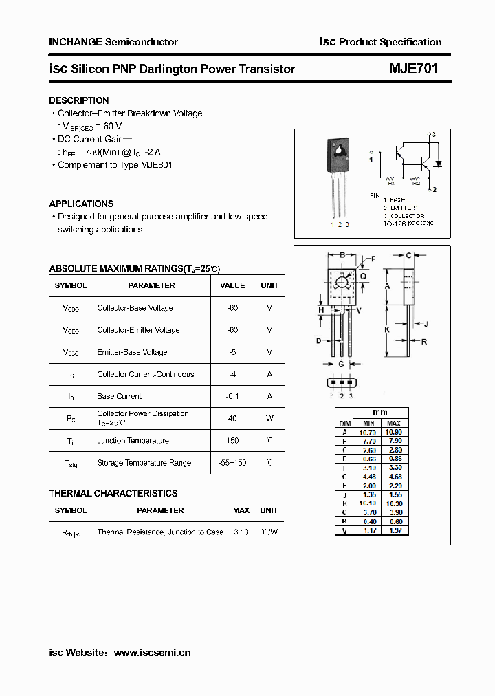 MJE701_4265425.PDF Datasheet