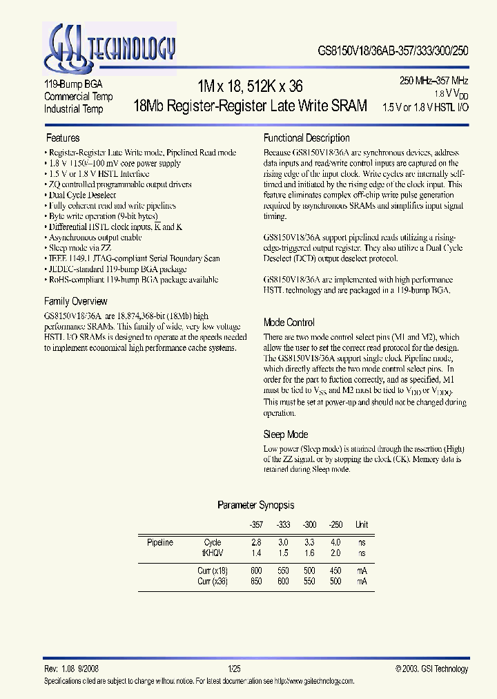 GS8150V18AB-250_4254483.PDF Datasheet