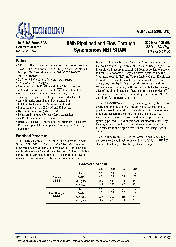 GS8162Z18BB-150_4259369.PDF Datasheet