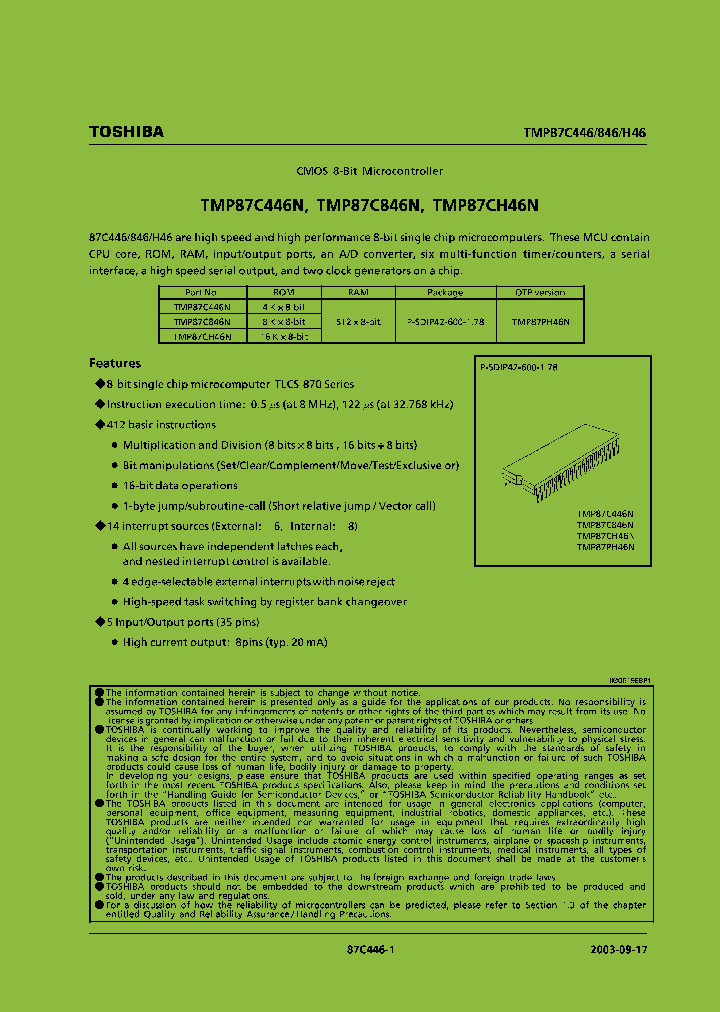 TMP87C846N_4267399.PDF Datasheet