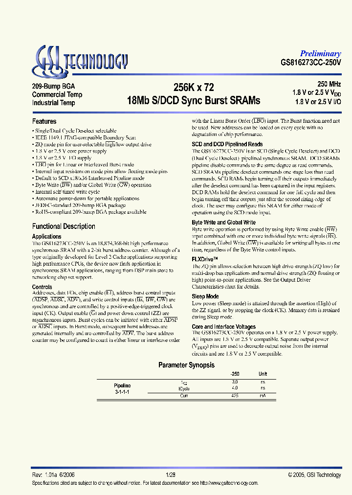 GS816273CGC-250V_4272252.PDF Datasheet