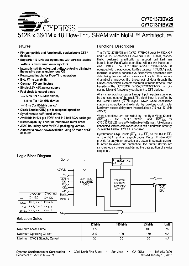 CY7C1373B-83BZC_4281996.PDF Datasheet
