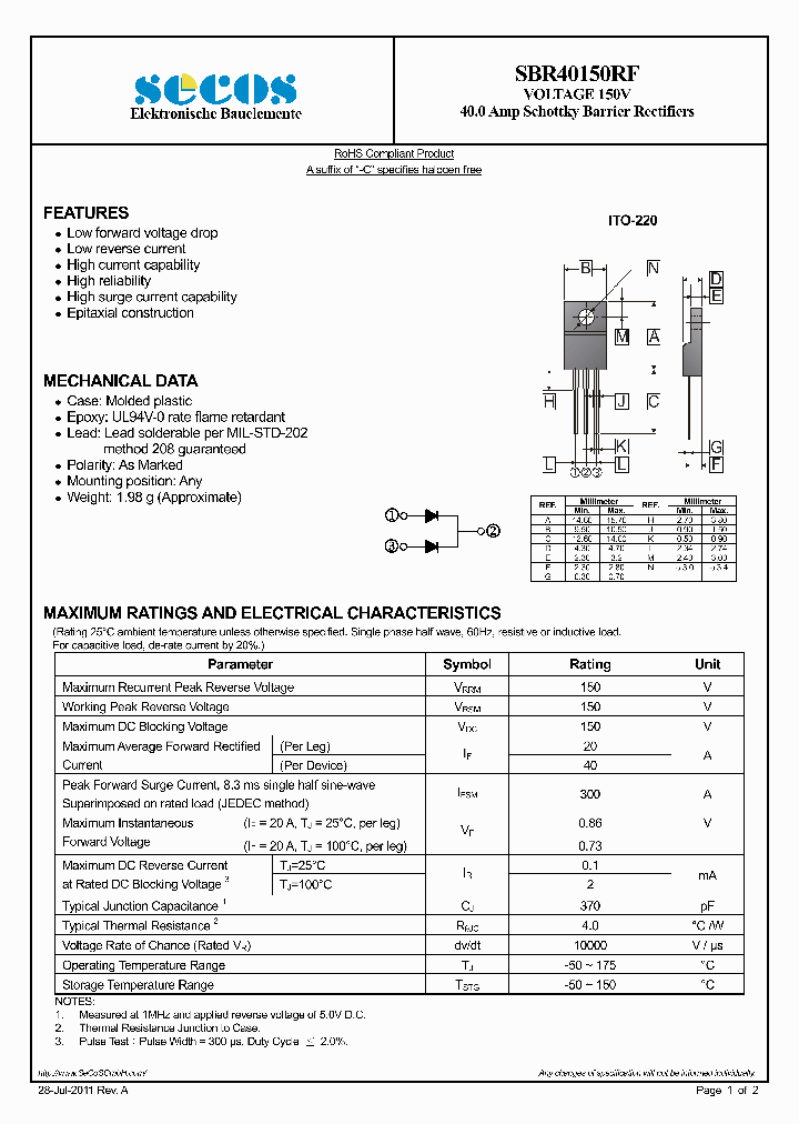 SBR40150RF_4284960.PDF Datasheet