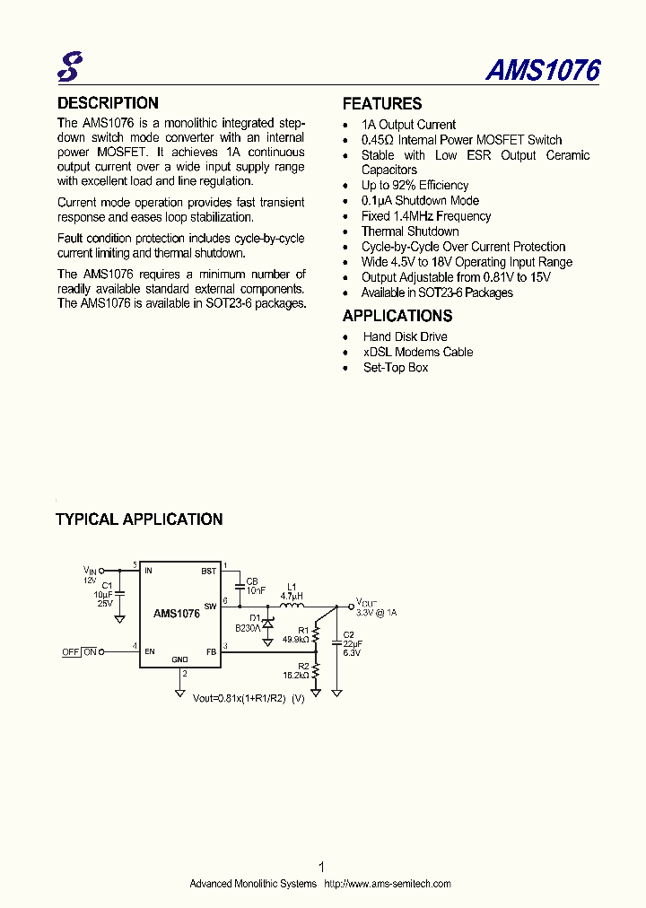 AMS1076_4285900.PDF Datasheet