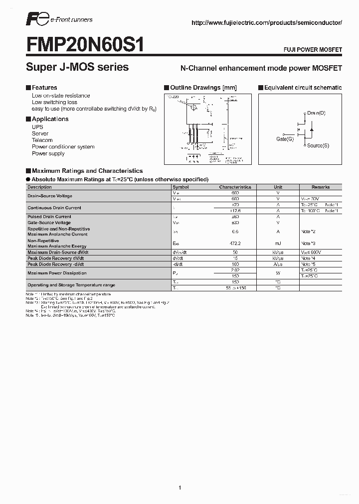 FMP20N60S1_4285962.PDF Datasheet