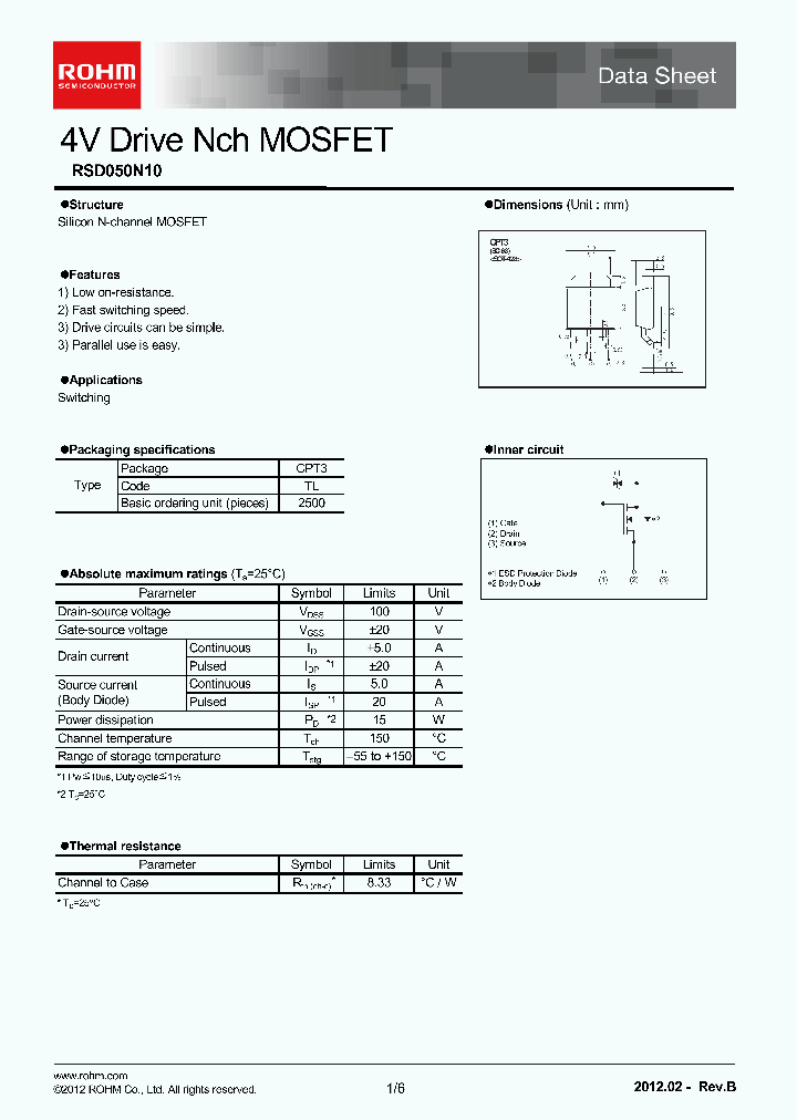RSD050N10_4289989.PDF Datasheet