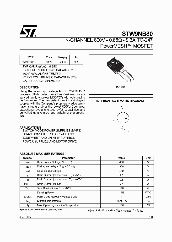 STW9NB80_4301107.PDF Datasheet