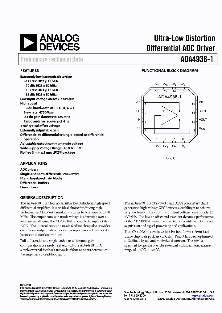 ADA4938-1ACPZ-RL_4318985.PDF Datasheet