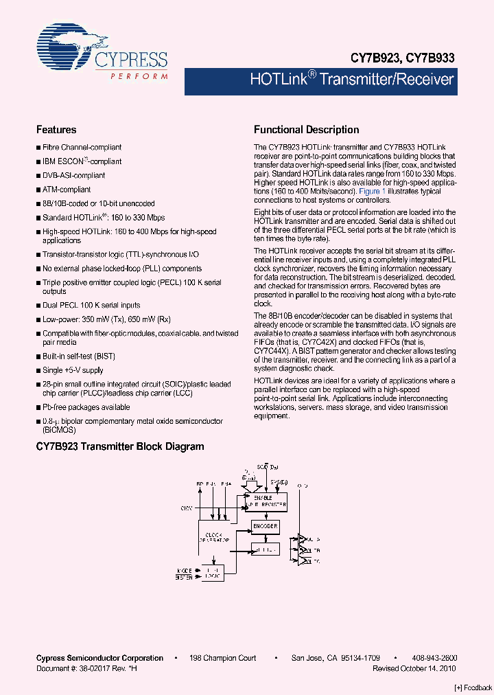 CY7B923-400JXCT_4322493.PDF Datasheet