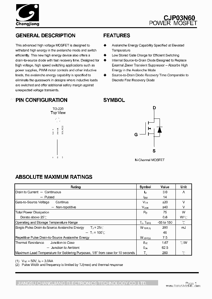 CJP03N60_4329343.PDF Datasheet