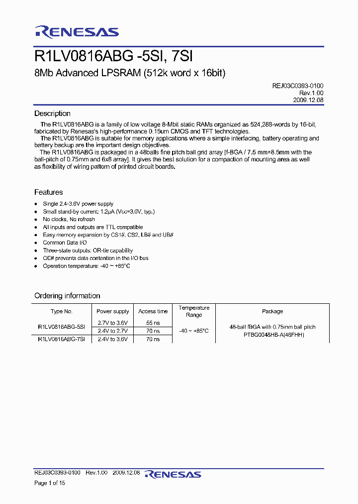 R1LV0816ABG-5SI_4330763.PDF Datasheet