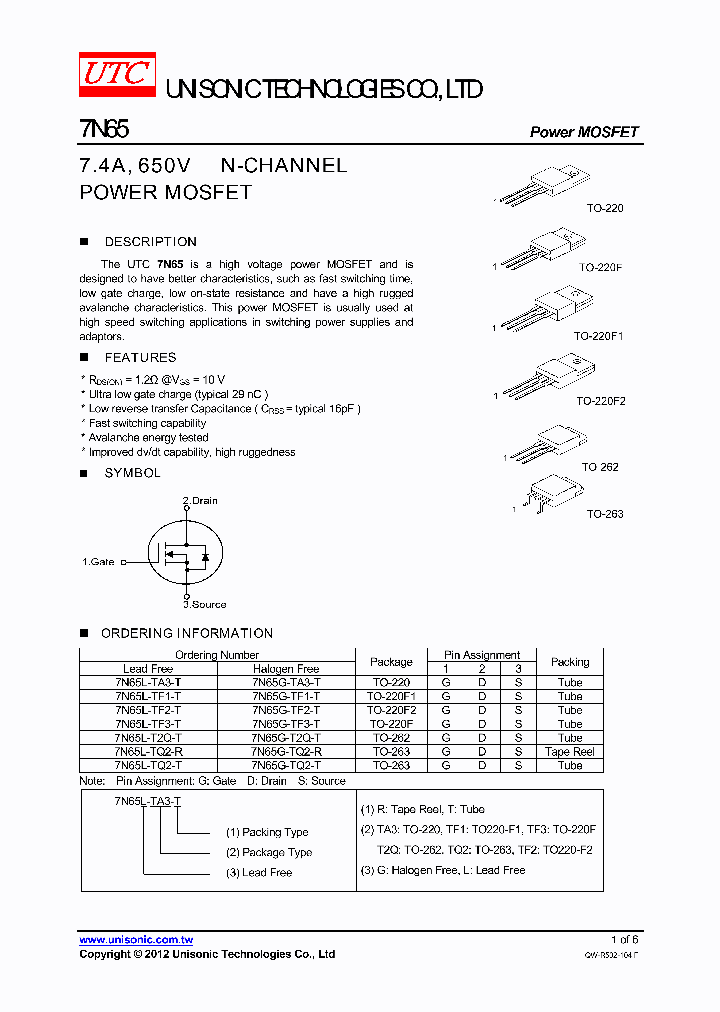 7N65L-TF2-T_4332636.PDF Datasheet