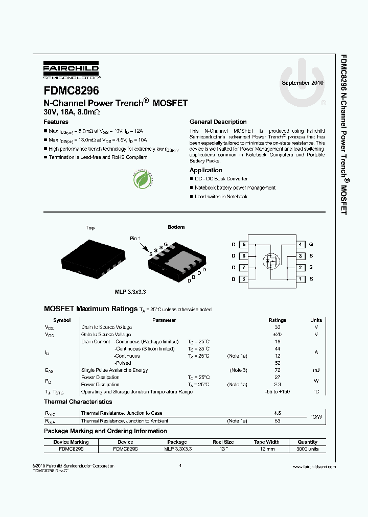 FDMC8296_4333319.PDF Datasheet
