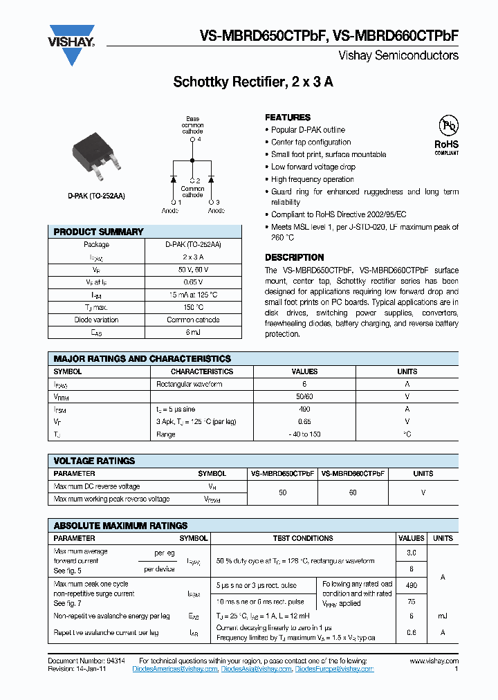 MBRD660CTTRPBF_4335724.PDF Datasheet