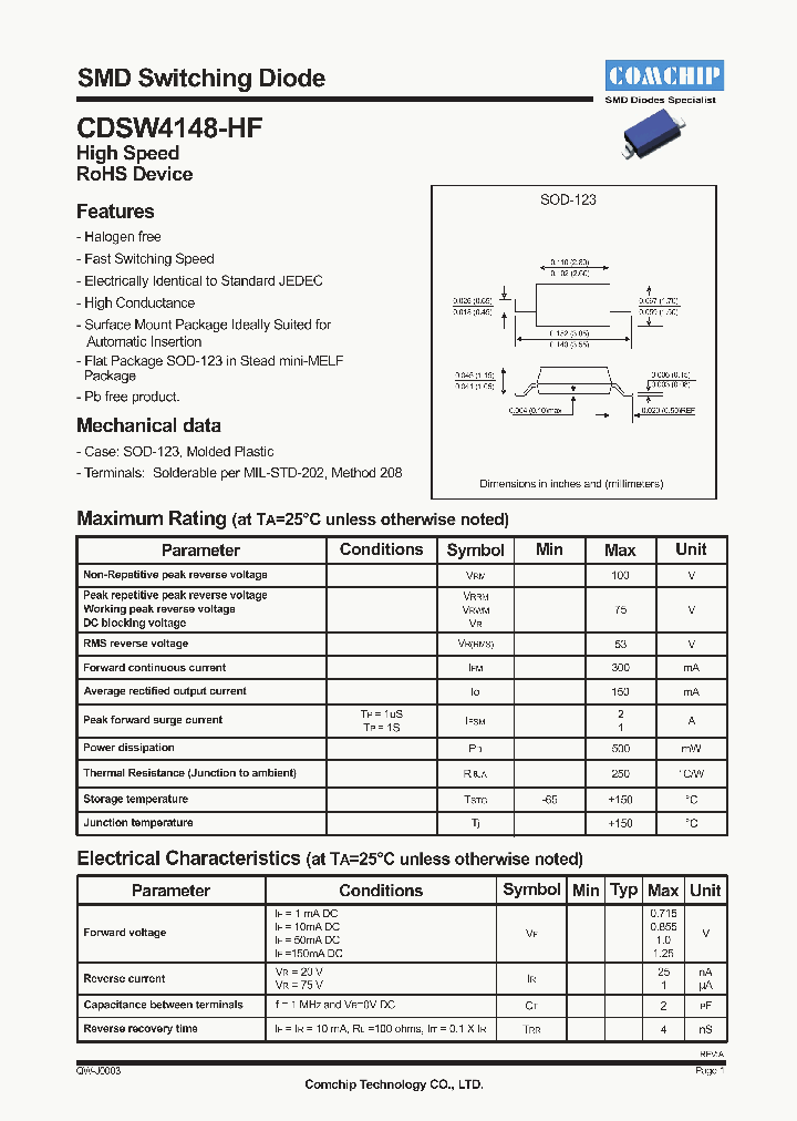 CDSW4148-HF_4360670.PDF Datasheet