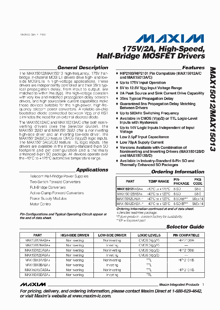 MAX15012CASA_4361602.PDF Datasheet