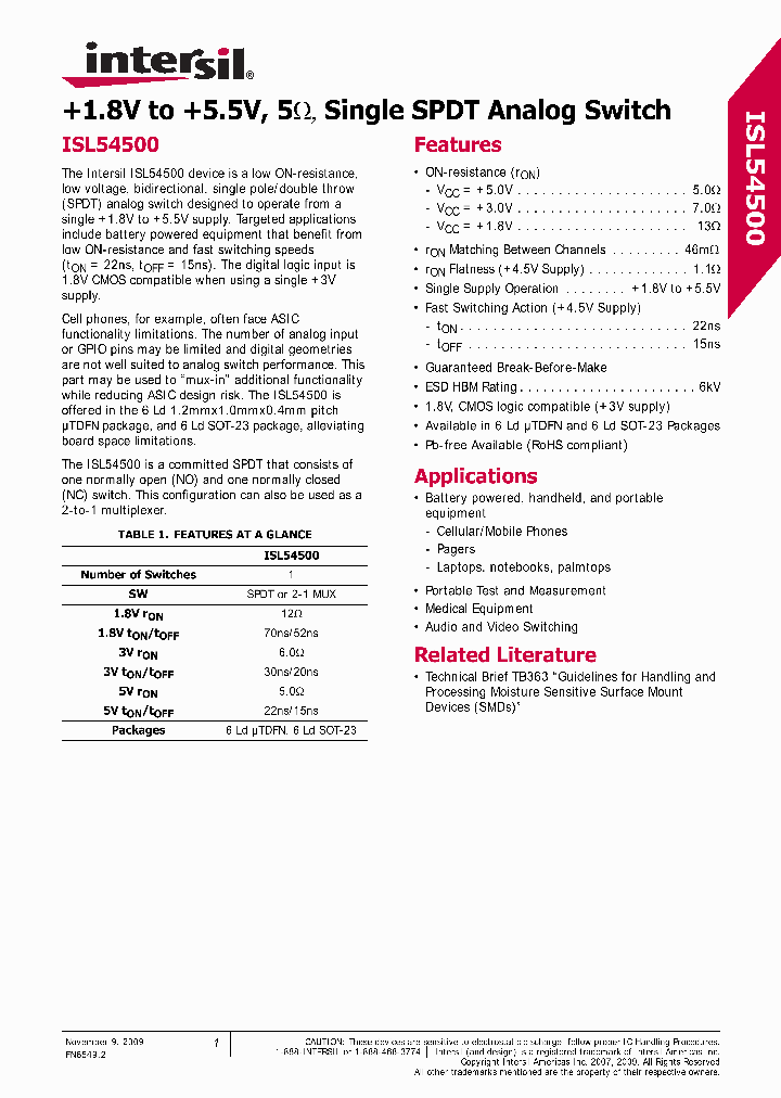 ISL54500_4363314.PDF Datasheet