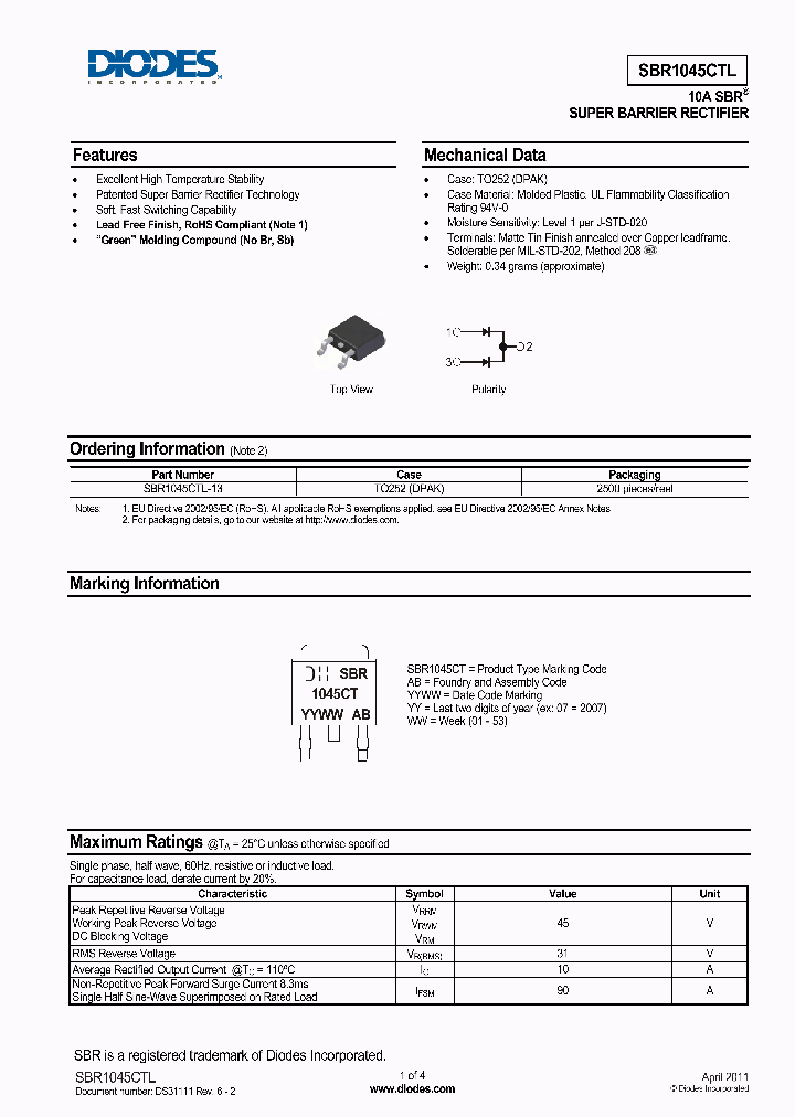 SBR1045CTL_4364622.PDF Datasheet