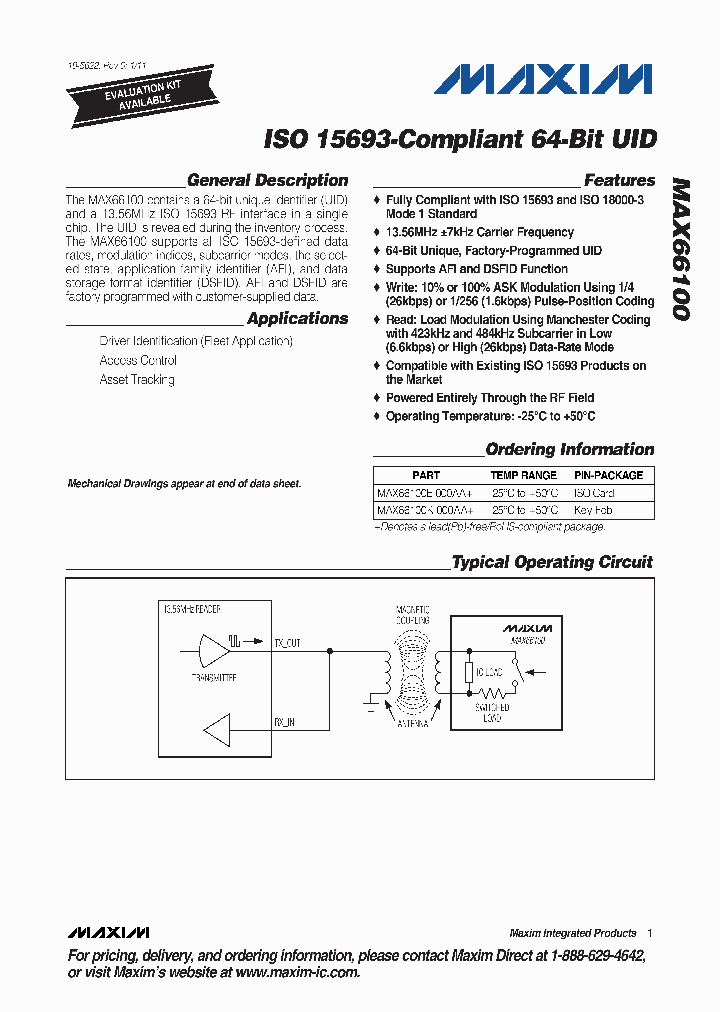MAX66100_4366307.PDF Datasheet