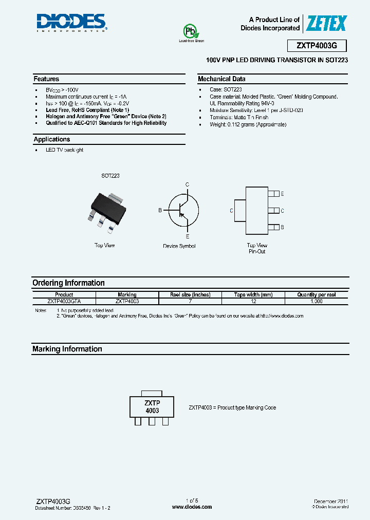 ZXTP4003G_4369422.PDF Datasheet