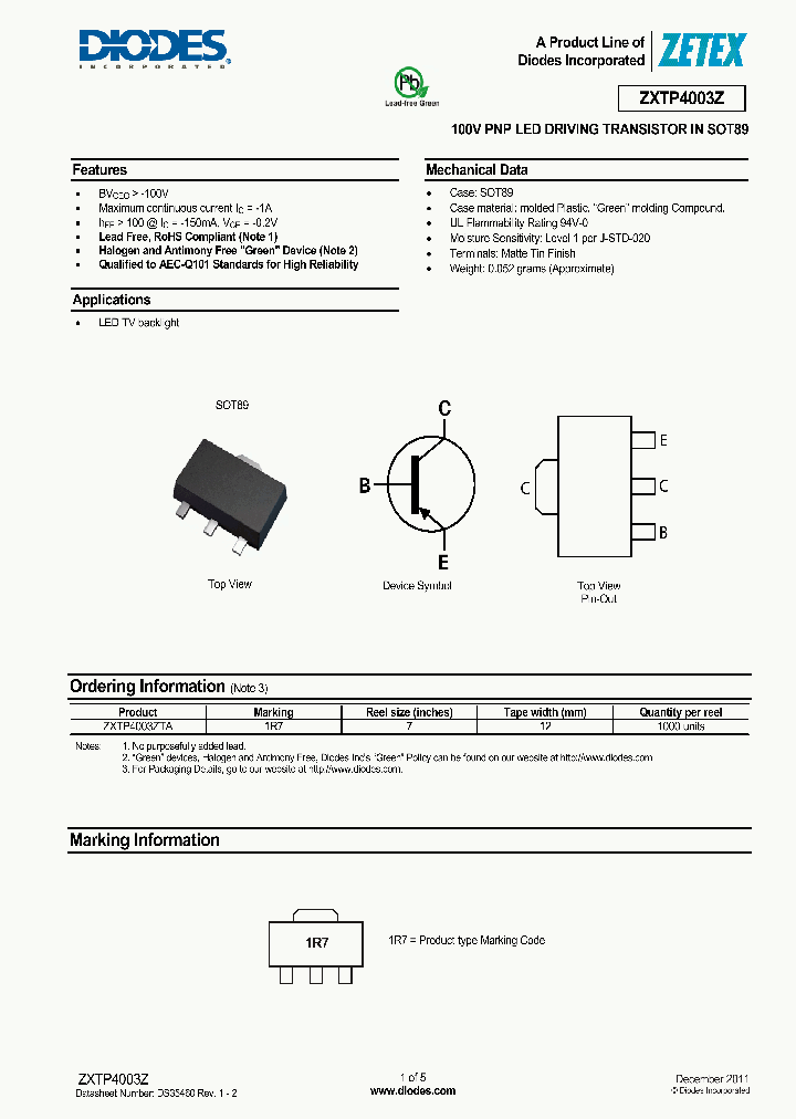 ZXTP4003Z_4369424.PDF Datasheet