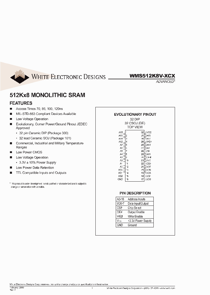 WMS512K8LV-70CCE_4370095.PDF Datasheet