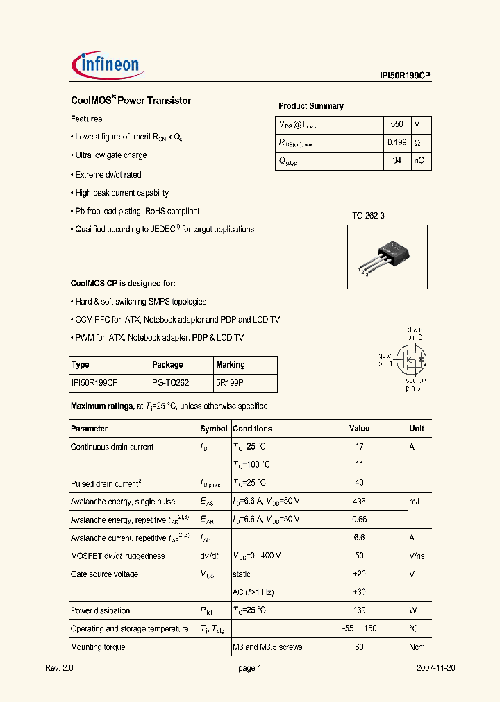 IPI50R199CP_4375374.PDF Datasheet