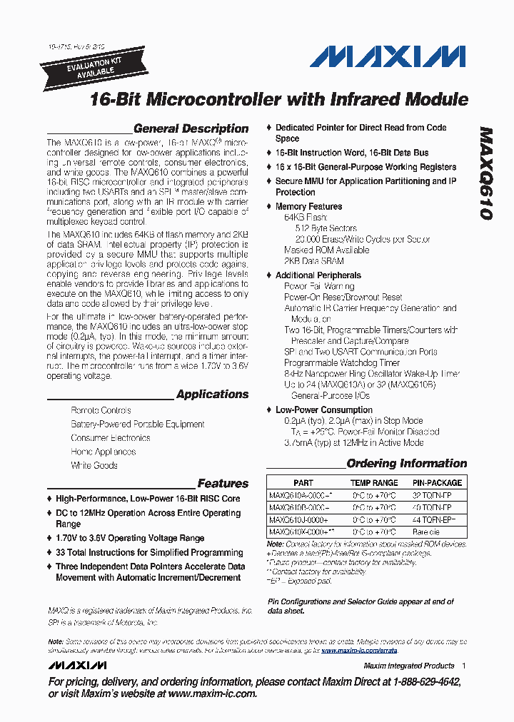 MAXQ610B-0000_4384497.PDF Datasheet