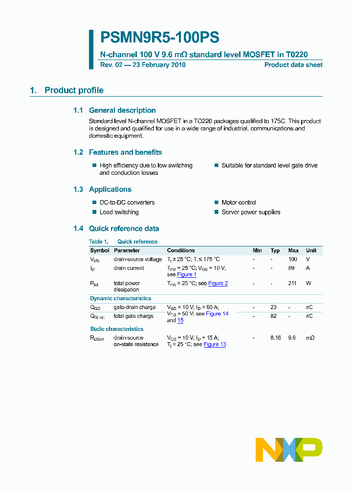 PSMN9R5-100PS_4387504.PDF Datasheet