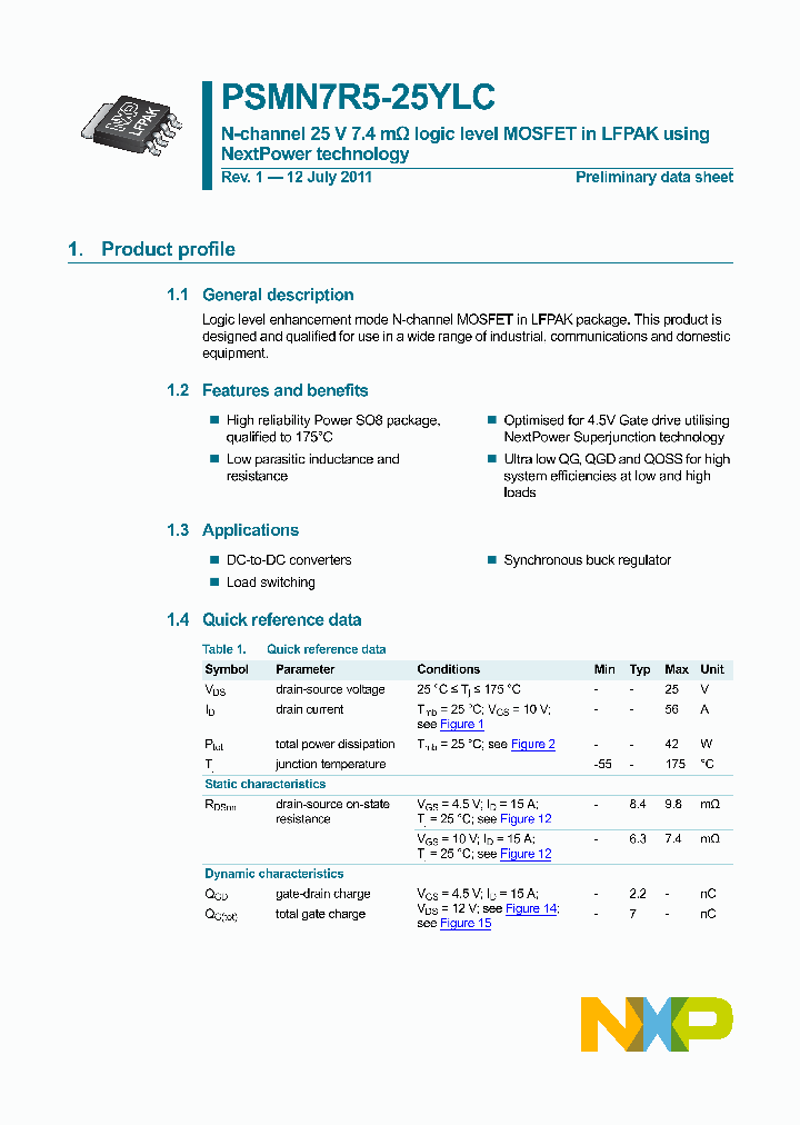 PSMN7R5-25YLC_4387541.PDF Datasheet