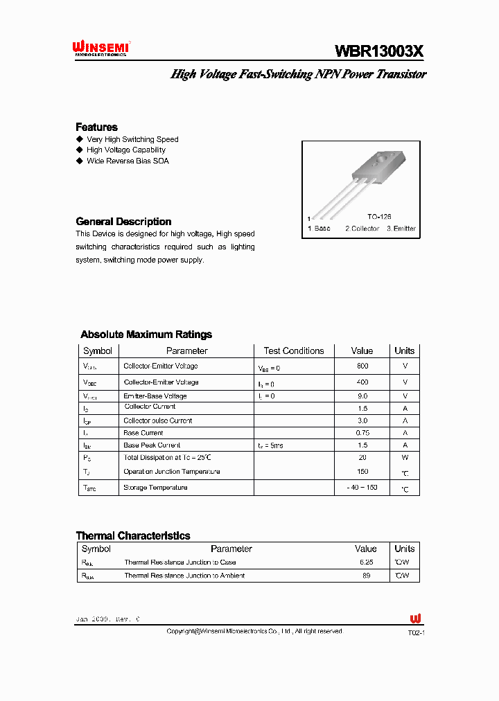 WBR13003X_4395630.PDF Datasheet