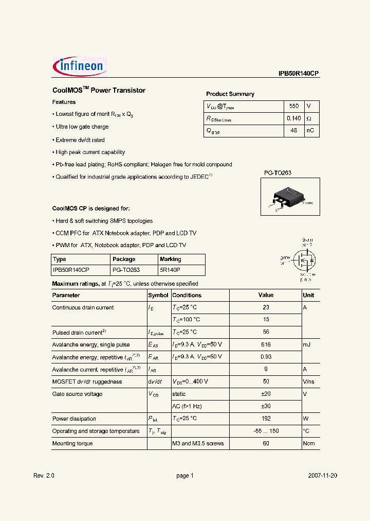 IPB50R140CP_4396246.PDF Datasheet