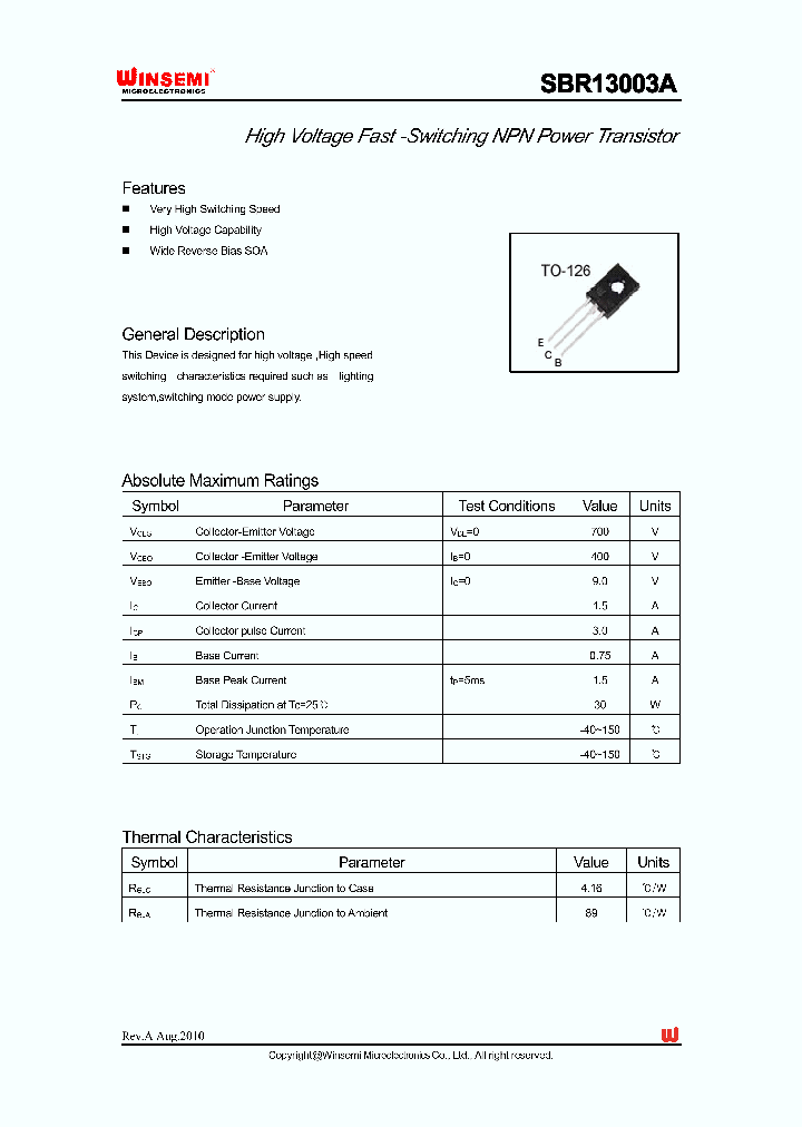SBR13003A_4395619.PDF Datasheet