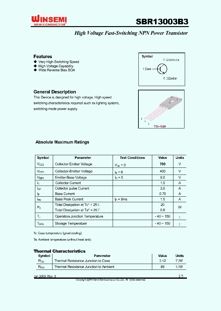 SBR13003B3_4395625.PDF Datasheet