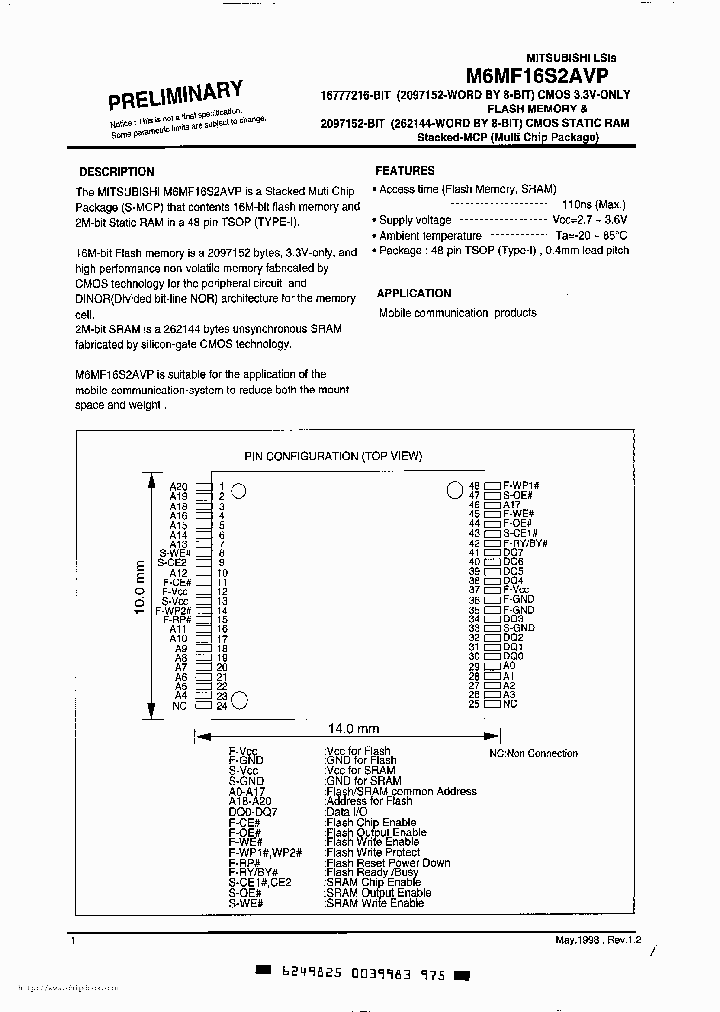 M6MF16S2AVP_4396725.PDF Datasheet