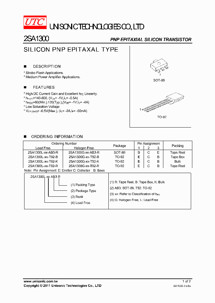 2SA1300G-XX-T92-B_4399584.PDF Datasheet