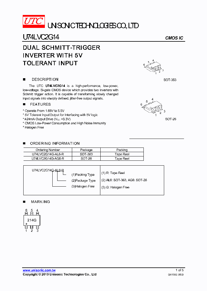 U74LVC2G14G-AG6-R_4399974.PDF Datasheet