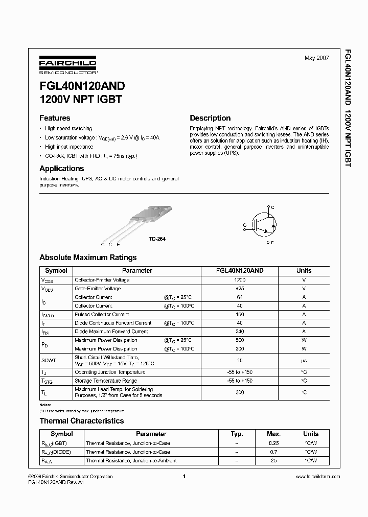 FGL40N120ANDTUNL_4401288.PDF Datasheet