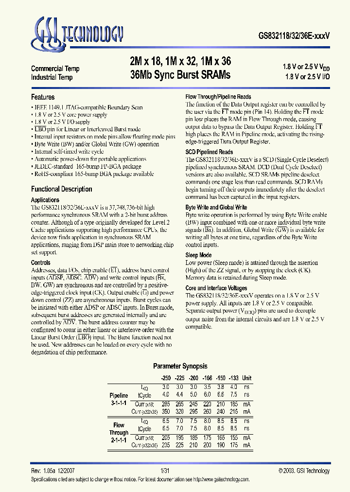 GS832132GE-200IV_4405116.PDF Datasheet