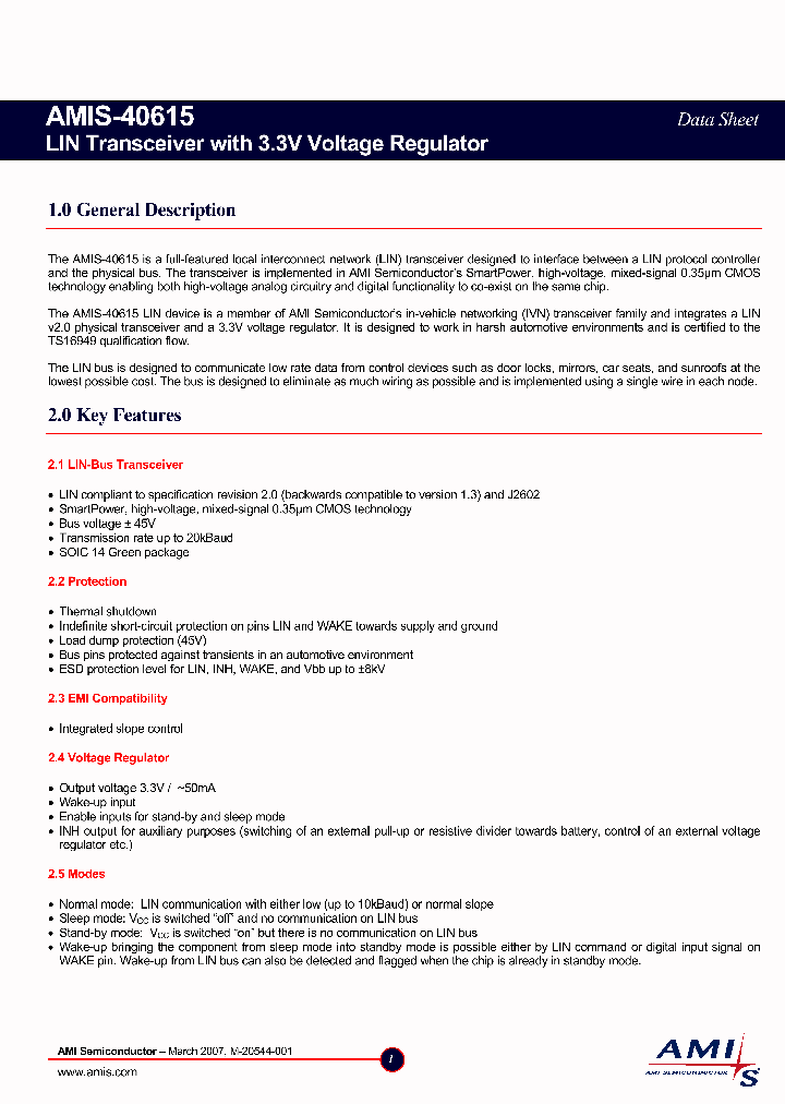 AMIS-40615_4408573.PDF Datasheet