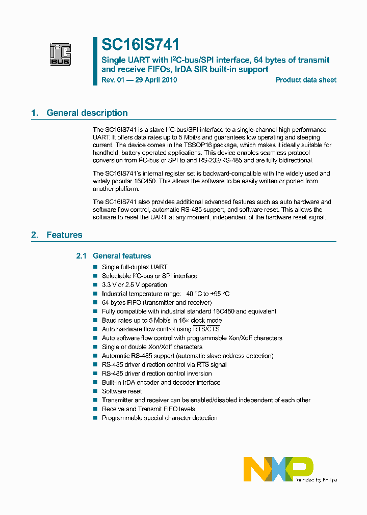 SC16IS741IPW_4415865.PDF Datasheet