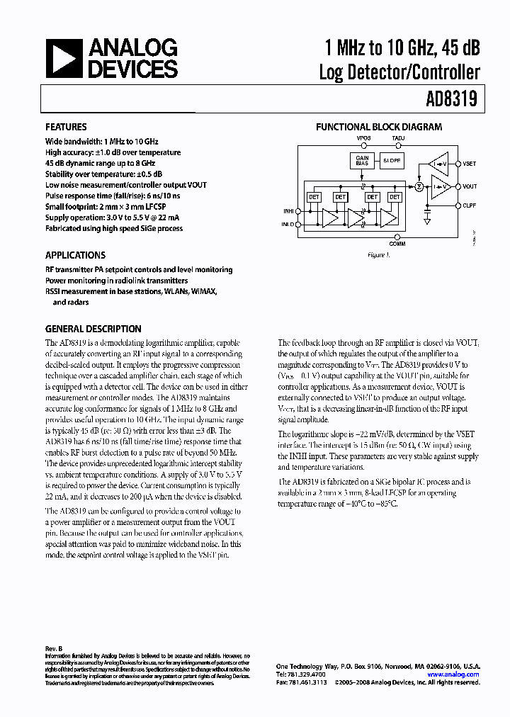 AD8319ACPZ-R2_4418225.PDF Datasheet