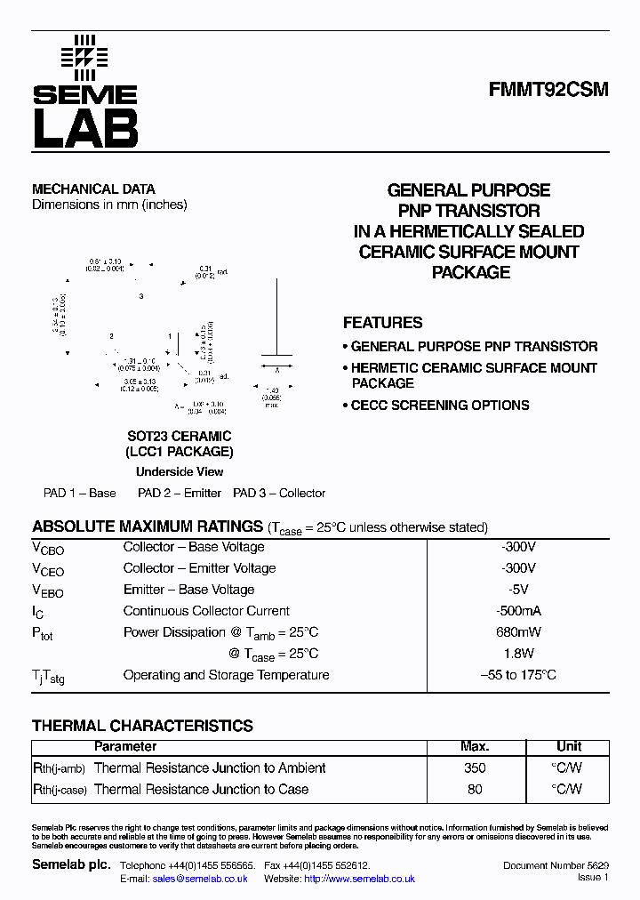 FMMT92CSM07_4421247.PDF Datasheet