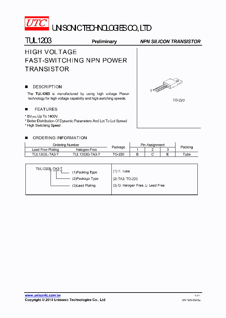 TUL1203G-TA3-T_4423200.PDF Datasheet